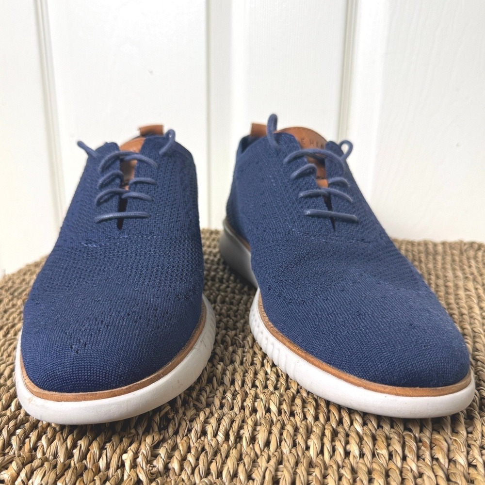 Cole Haan Zerogrand Oxford Mens 11.5 Blue Knit Wingtip Dress Sneakers C27569 - Picture 8 of 10